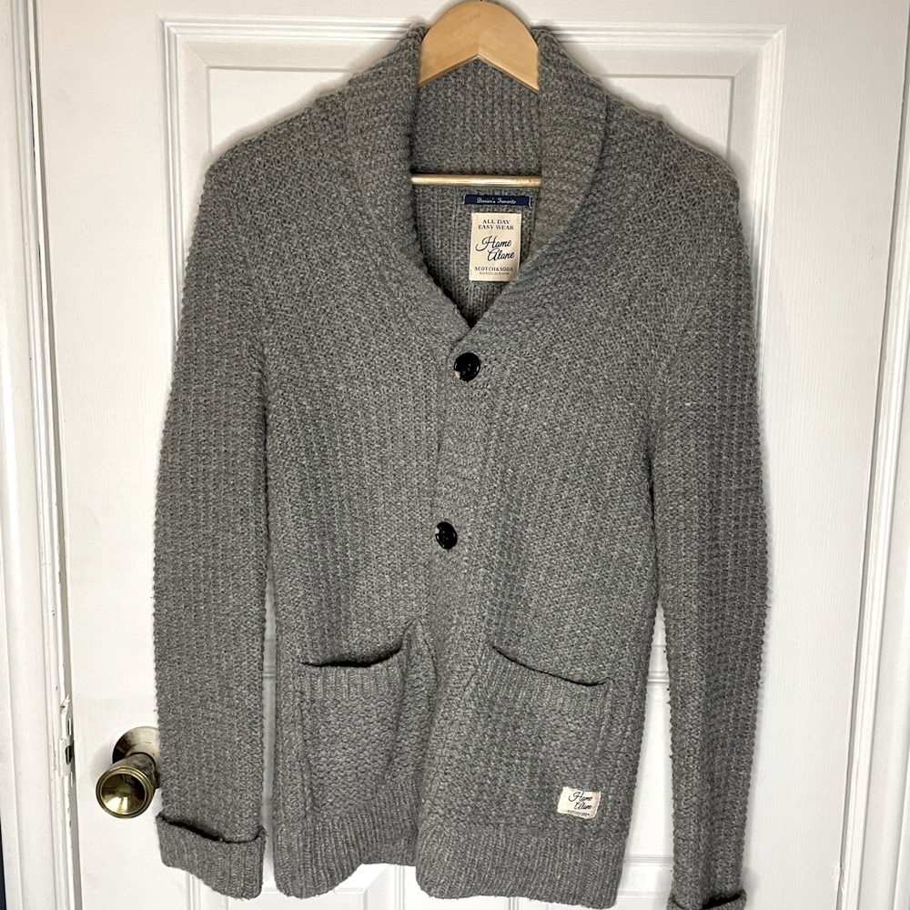 Scotch & Soda ribbed knit cardigan with pockets and tortoiseshell buttons size M